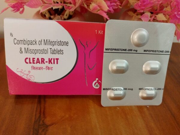 CLEAR KIT TABLET is a combination of two medicines: Mifepristone and Misoprostol 