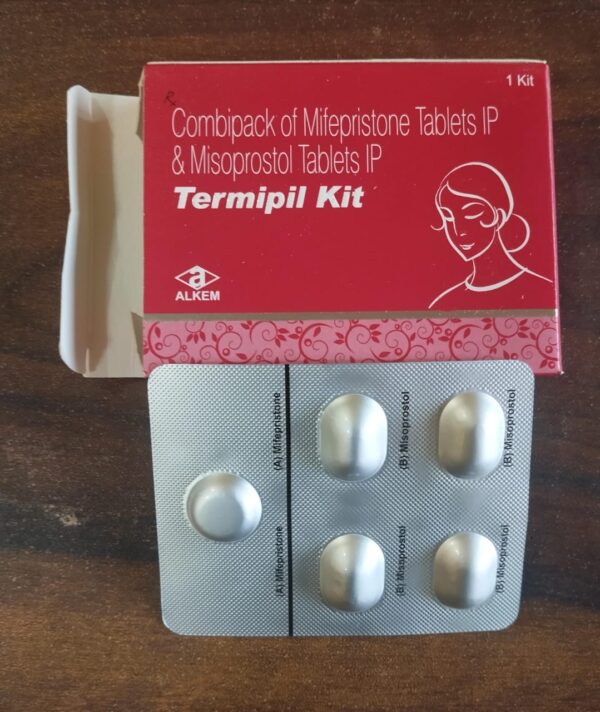 Termipil Kit tablet combikit contains two active medications: mifepristone and misoprostol. Mifepristone is an anti-hormone (anti-progestogen) that blocks the action of progesterone, a hormone that a woman needs to continue being pregnant